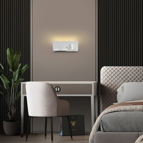 Immax 08286L-LED стенен LED с USB и безжично зареждане, 3W/230V