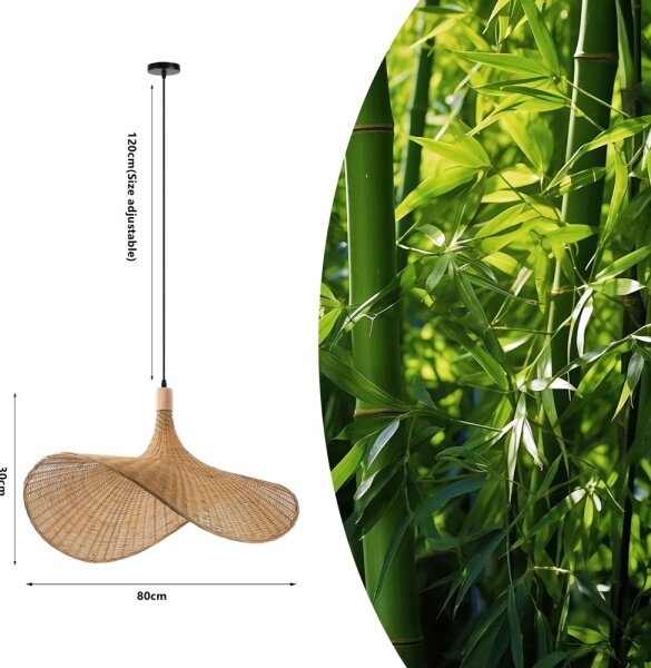Immax 08290L - Пендел SOMBRERO 1xE27/40W/230V Ø 80 cm ратан