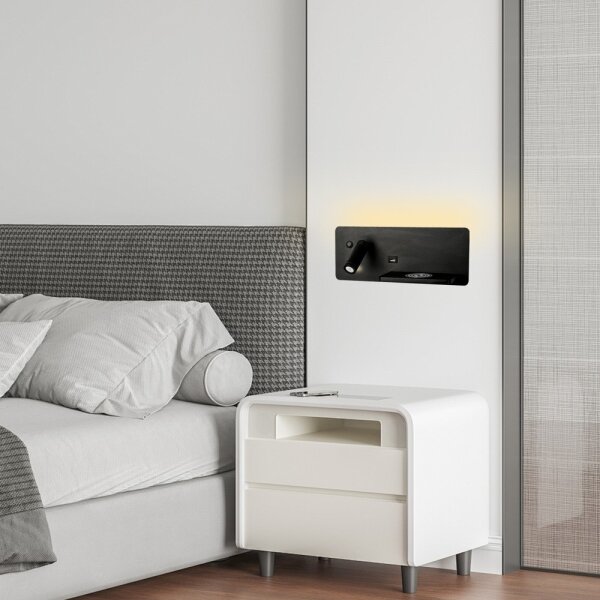 Immax 08287L-LED Стенна лампа с рафт, USB и безжично зареждане LED/3W/230V + LED/3W
