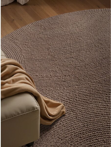 Кафяво-сив ръчно изработен вълнен кръгъл килим ø 120 cm Calmio – Hanse Home