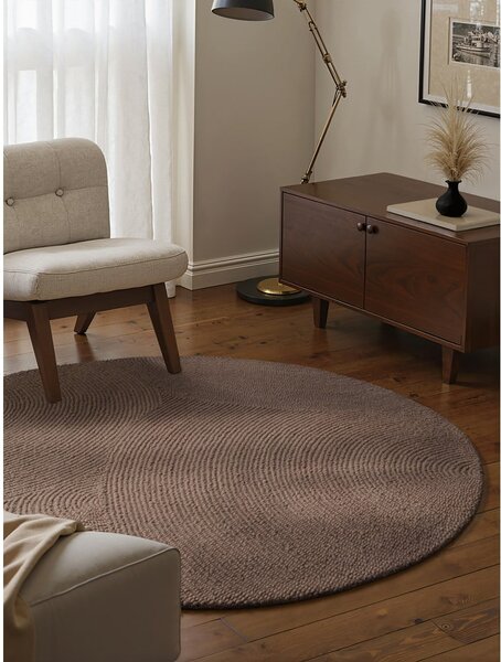 Кафяво-сив ръчно изработен вълнен кръгъл килим ø 120 cm Calmio – Hanse Home