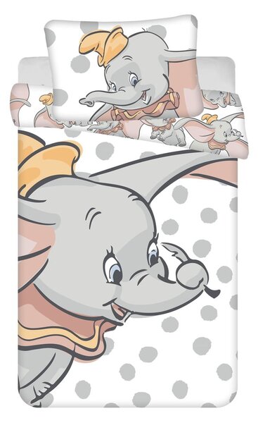 Бяло-сиво памучно детско спално бельо 100x135 cm Dumbo "Dots" – Jerry Fabrics