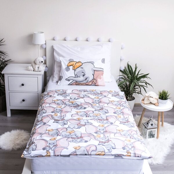 Бяло-сиво памучно детско спално бельо 100x135 cm Dumbo "Dots" – Jerry Fabrics