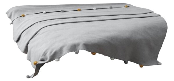 Сиво покривало за легло от флийс 150x200 cm Pom Pom – Mijolnir