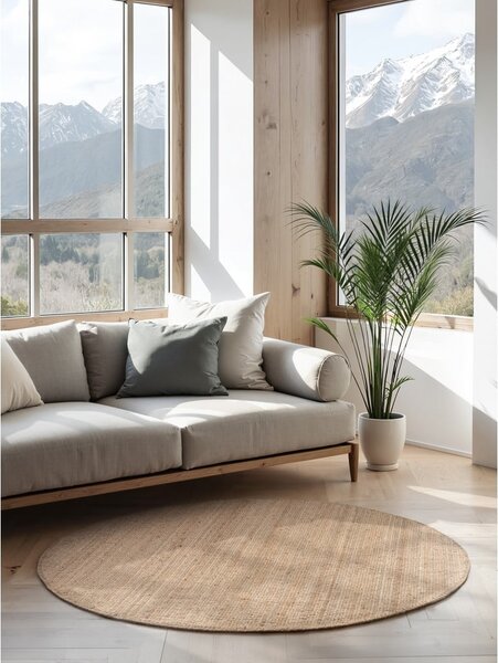 Кръгъл килим от юта в естествен цвят ø 160 cm Bouclé Jaipur – Hanse Home