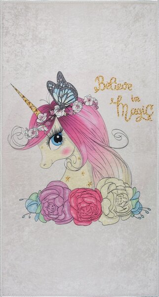 Детски килим подходящ за пране в цвят слонова кост 100x160 cm Cute Unicorn – Vitaus