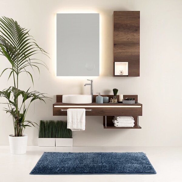 Тъмносин килим за баня 60x90 cm Bati – Restilo