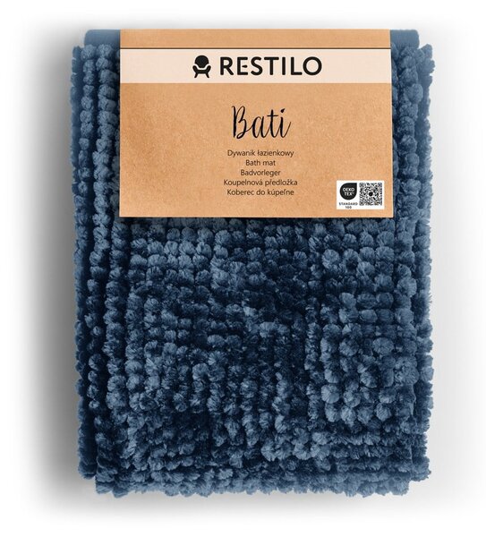 Тъмносин килим за баня 60x90 cm Bati – Restilo