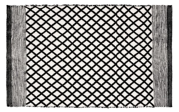 Черно-бял килим за баня от рециклирана пластмаса 50x80 cm Tara – Wenko