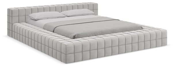 Светлосиво двойно тапицирано легло с включена подматрачна рамка 160x200 cm Akela – Makamii