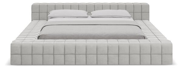 Светлосиво двойно тапицирано легло с включена подматрачна рамка 160x200 cm Akela – Makamii