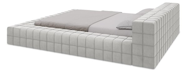 Светлосиво двойно тапицирано легло с включена подматрачна рамка 160x200 cm Akela – Makamii