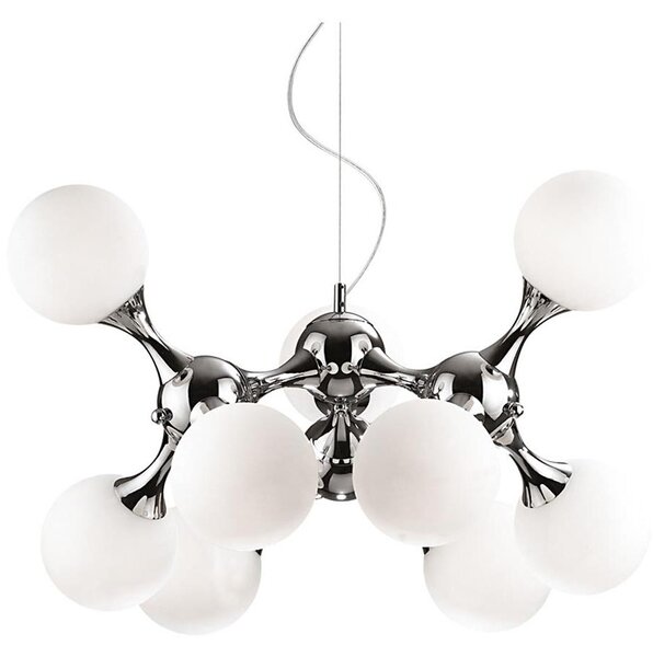 Ideal Lux - Полилей с кабелно окачване NODI 9xE14/28W/230V Ø 80 см лъскав хром/бял