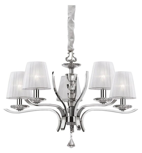 Ideal Lux - Пендел PEGASO 5xE14/28W/230V Ø 72 см лъскав хром