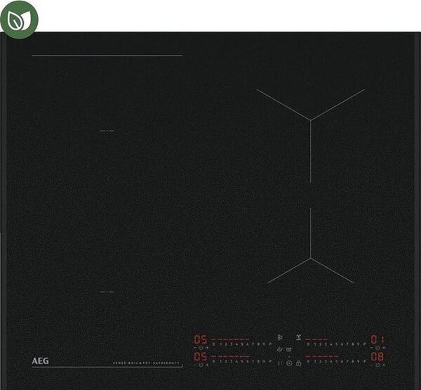 Вграден керамичен плот AEG NII64B30AZ (ST), индукционен, 4 нагревателни зони, сензорно управление, контрол OptiHeat, таймер, черен