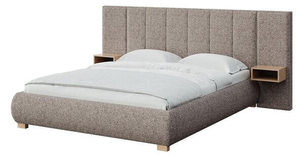 Светлокафяво двойно тапицирано легло с включена подматрачна рамка 140x200 cm Fioro – MESONICA