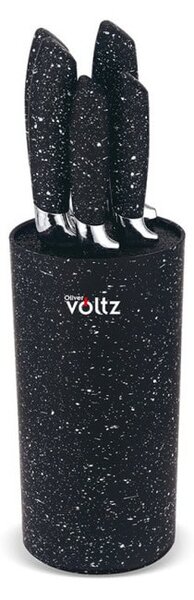 Комплект ножове и поставка Oliver Voltz Set OV51633G5, мраморно покритие, черни