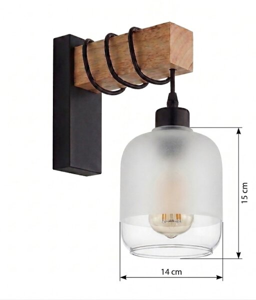 Brilagi - Стенно осветително тяло WOOD GLASS 1xE27/60W/230V бор/черен/бял