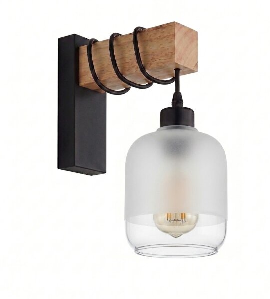 Brilagi - Стенно осветително тяло WOOD GLASS 1xE27/60W/230V бор/черен/бял