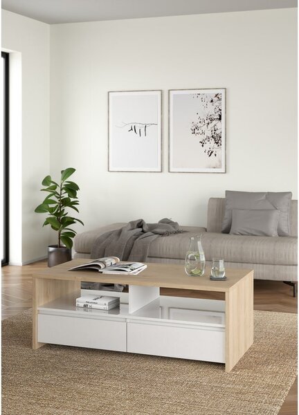 Масичка за кафе в бял и естествен цвят 60x120 cm Next – Tvilum
