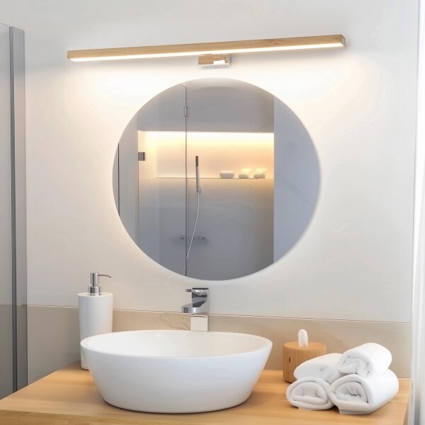 Brilagi-LED Лампа за огледало в баня WOODY MIRROR LED/15W/230V IP44 дъб/хром