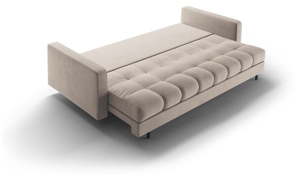 Бежов кадифен разтегателен диван с място за съхранение 222 cm Bali – Cosmopolitan Design