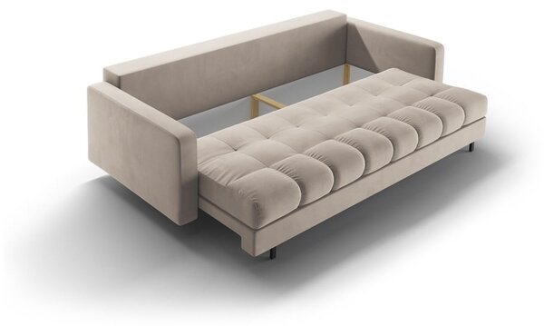 Бежов кадифен разтегателен диван с място за съхранение 222 cm Bali – Cosmopolitan Design