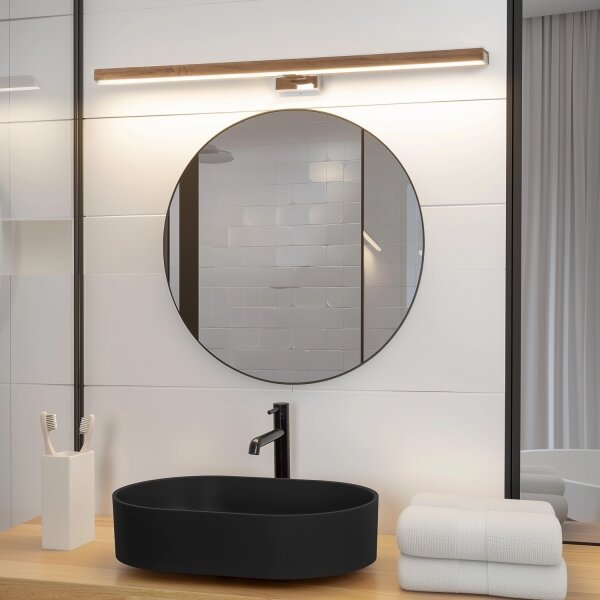 Brilagi-LED Лампа за огледало в баня WOODY MIRROR LED/15W/230V IP44 дъб/хром