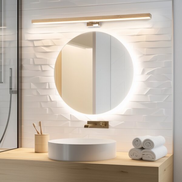 Brilagi-LED Лампа за огледало в баня WOODY MIRROR LED/15W/230V IP44 дъб/бял