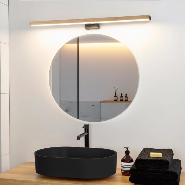 Brilagi-LED Лампа за огледало в баня WOODY MIRROR LED/15W/230V IP44 дъб/черен