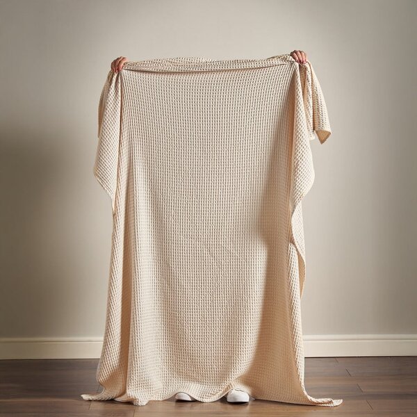 Бежово памучно одеяло 150x200 cm Jaipur Chunky Waffle – Pineapple Elephant