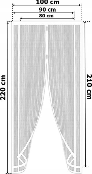 Магнитна мрежа за врата - защита от насекоми 80-100 x 210-220 cm Сив