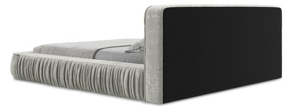 Светлосиво тапицирано двойно легло с място за съхранение и решетка 180x200 cm Keoni - Makamii