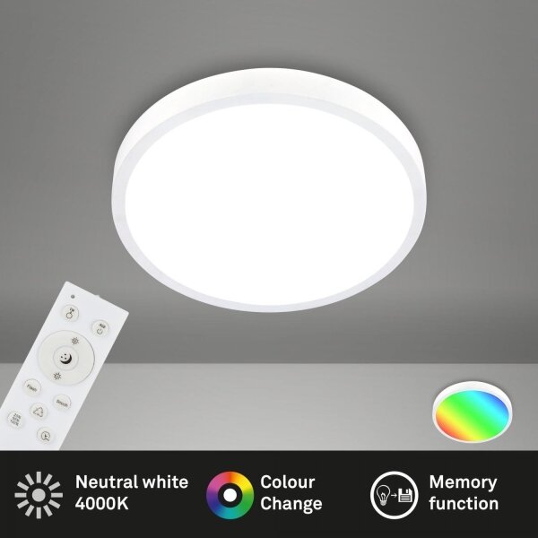 Briloner 3709-016 - LED RGBW Димируем плафон LED/22W/230V бял + д.у