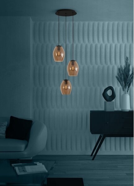 Eglo 390161 - Пендел ESTANYS 3xE27/40W/230V кафяв