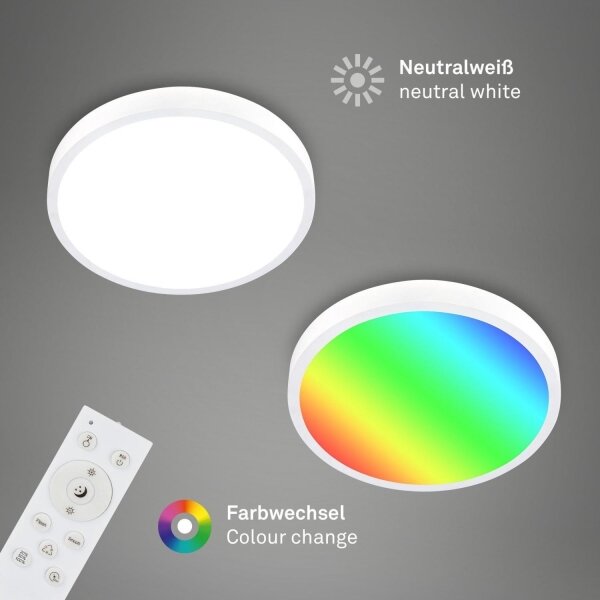 Briloner 3709-016 - LED RGBW Димируем плафон LED/22W/230V бял + д.у