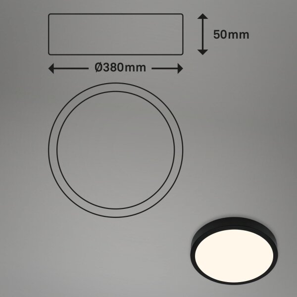 Briloner 3703-015 - LED Плафониера RUNA LED/24W/230V 3000K Ø 38 см черен