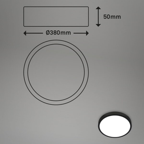 Briloner 3709-015 - LED RGBW Димируем плафон LED/22W/230V черен + д.у