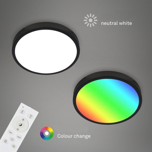 Briloner 3709-015 - LED RGBW Димируем плафон LED/22W/230V черен + д.у