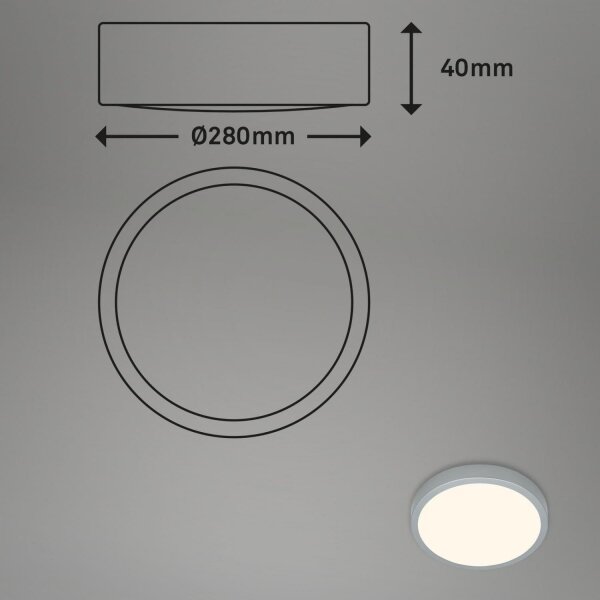 Briloner 3700-014-LED Плафониера RUNA LED/16W/230V 3000K Ø 28 см сребрист