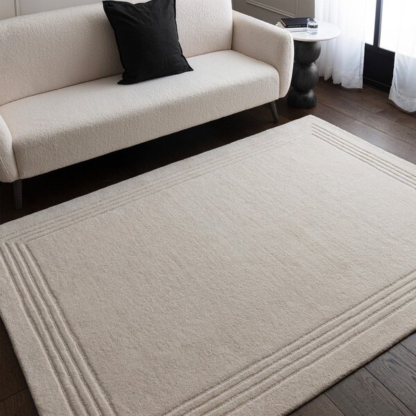 Ръчно изработен вълнен килим в цвят слонова кост 120x170 cm Orlo Ivory – Asiatic Carpets