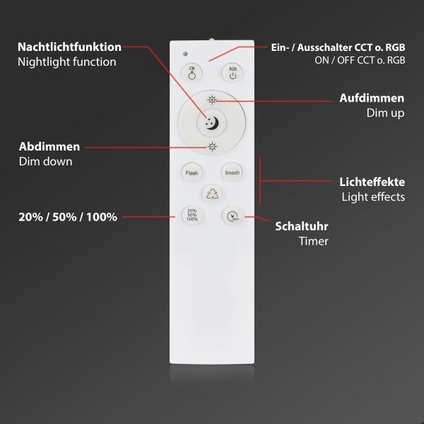 Briloner 3709-014 - LED RGBW Димируем плафон LED/22W/230V сребрист + д.у