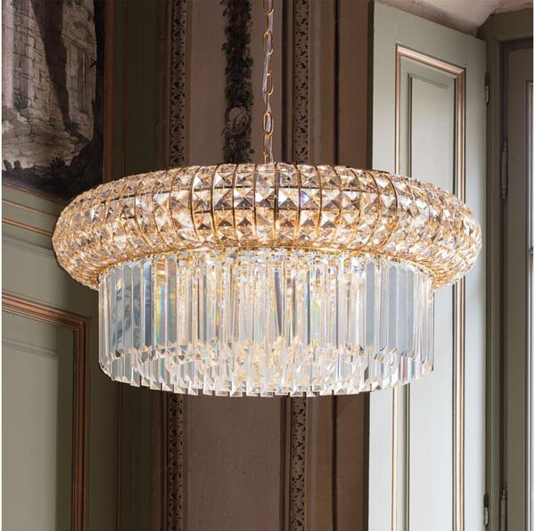 Ideal Lux - Кристален пендел NABUCCO 16xE14/40W/230V Ø 70 см златист