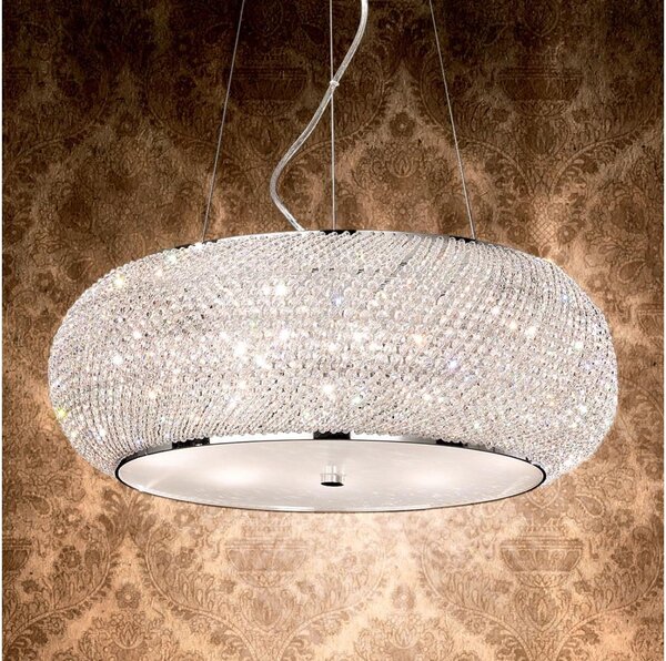 Ideal Lux - Кристален пендел PASHA 6xE14/40W/230V Ø 40 см лъскав хром
