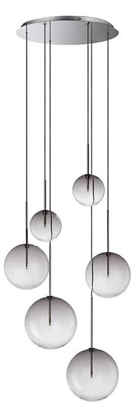 Ideal Lux - LED Пендел EQUINOXE 6xG4/2W/230V Ø 65 см хром/опушен