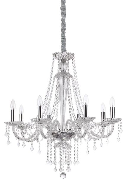 Ideal Lux - Кристален пендел AMADEUS 8xE14/40W/230V Ø 80 см прозрачен