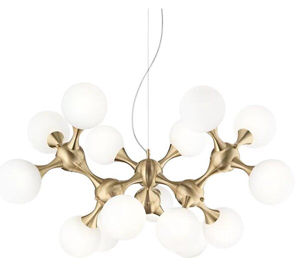 Ideal Lux - Полилей на кабел NODI 15xE14/28W/230V Ø 105 cm месинг/бял