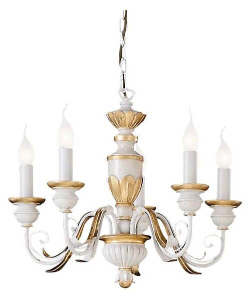 Ideal Lux - Пендел FIRENZE 5xE14/40W/230V Ø 55 см бял/златист