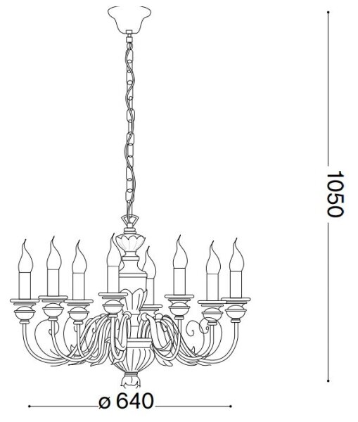 Ideal Lux - Пендел FIRENZE 8xE14/40W/230V Ø 64 см златист