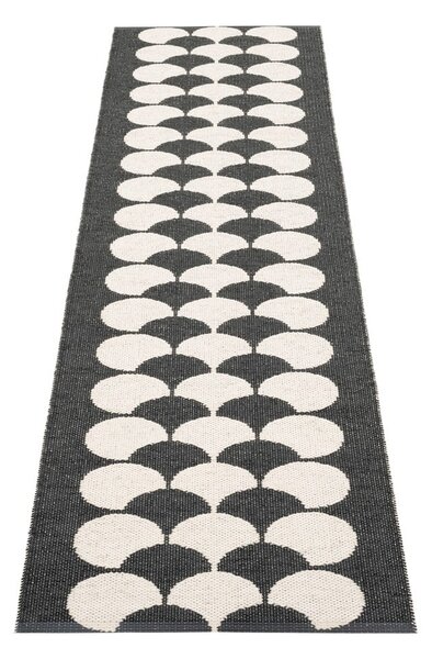 Черна и кремава пътека за открито и закрито 70x250 cm Poppy Black Vanilla – Pappelina